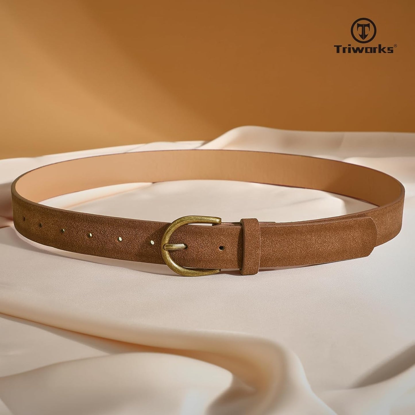 Women Suede Leather Belt for Jeans Vintage Leather belt for Pants Ladies Waist Belts with Bronze Buckle