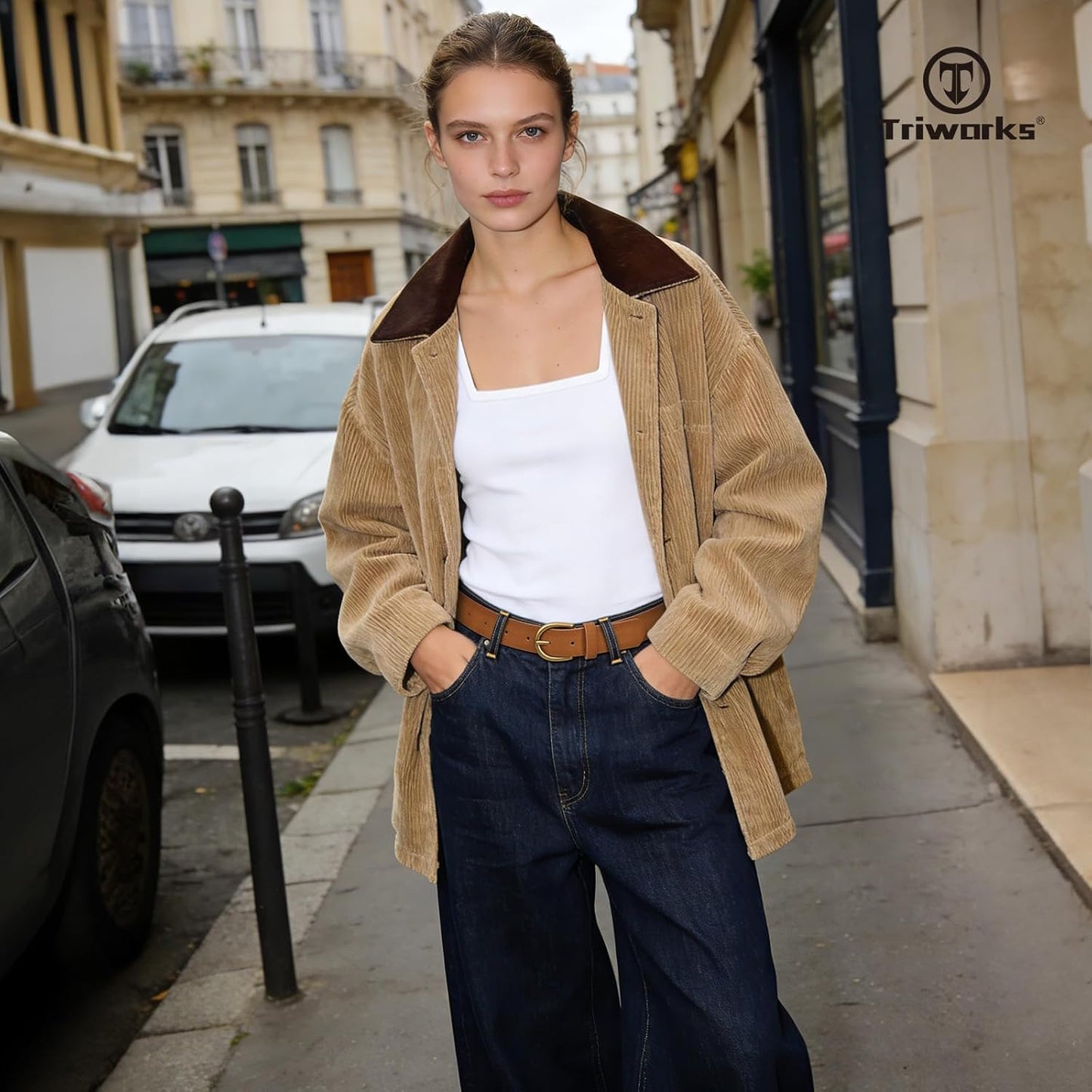 Women Suede Leather Belt for Jeans Vintage Leather belt for Pants Ladies Waist Belts with Bronze Buckle