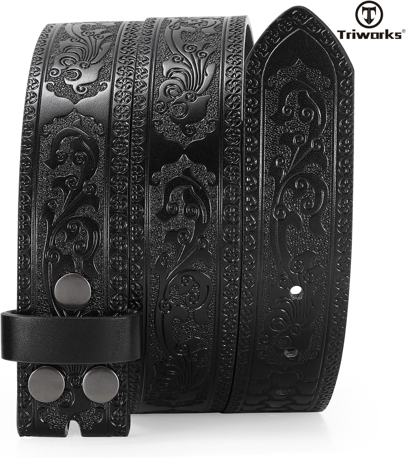 Western Leather Belt for Men without Buckle Cowboy Cowgirl Leather Belt Strap for Jeans