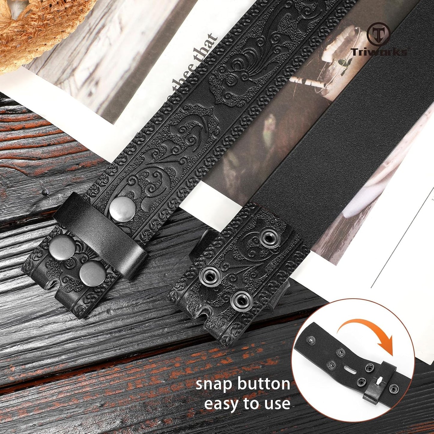 Western Leather Belt for Men without Buckle Cowboy Cowgirl Leather Belt Strap for Jeans