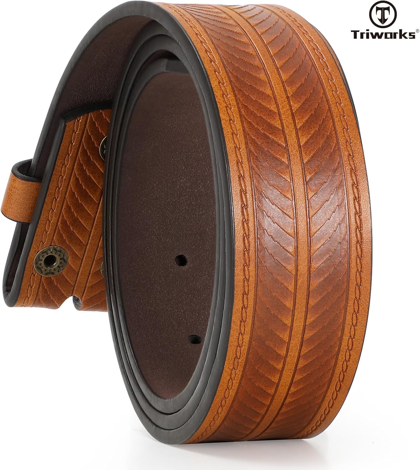 Western Belts for Men without Buckle Cowboy Cowgirl Leather Belts Strap for Jeans