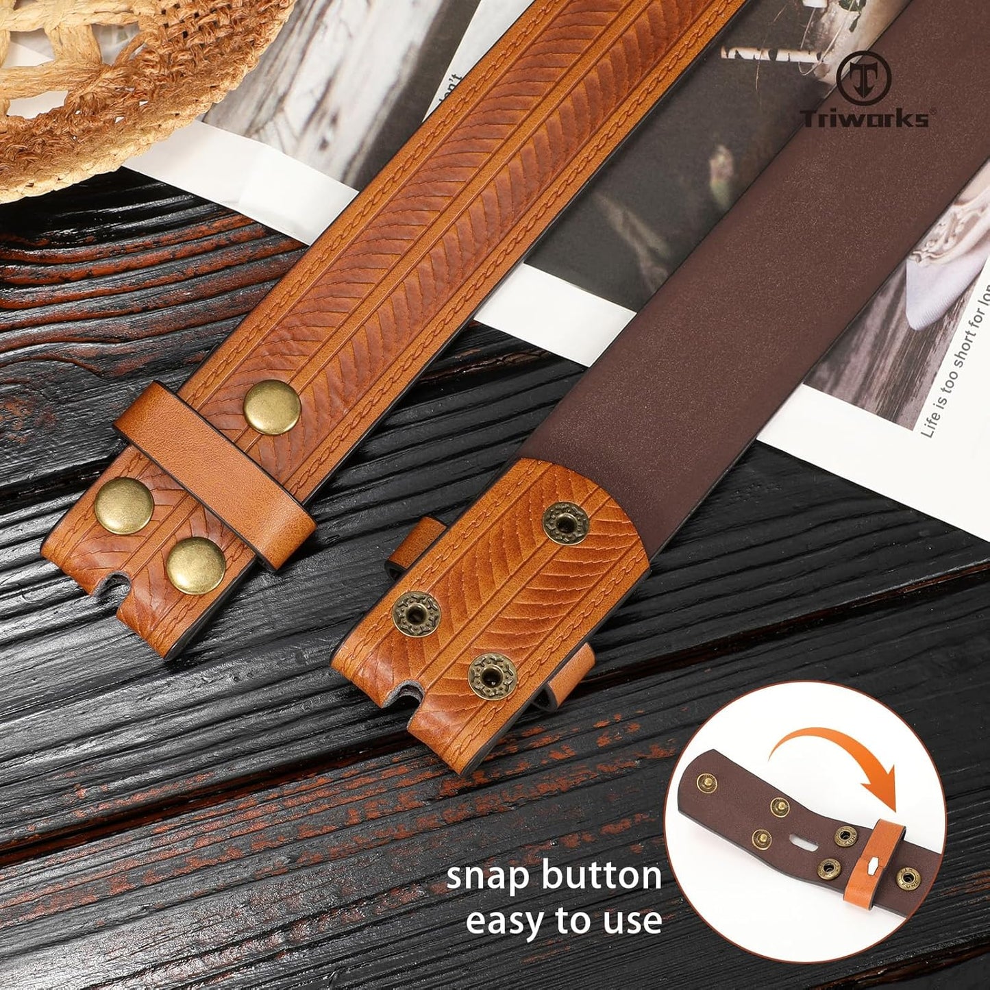 Western Belts for Men without Buckle Cowboy Cowgirl Leather Belts Strap for Jeans