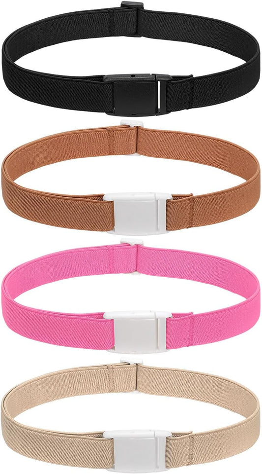 Kids Elastic Adjtable Belts for Girls Easy Buckle Flat Buckle Stretchy Belt for Kids Boys Girls
