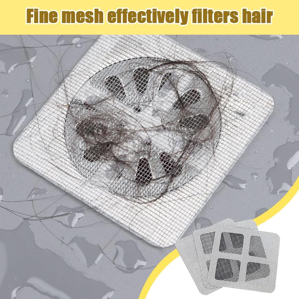 Disposable Hair Drain Stickers, 2024 New Disposable Shower Drain Cover Hair Catcher Bathroom Shower Drain Stickers, Shower Drain Mesh Stickers Floor Drain Sticker for Kitchen Bathroom Tub (10)
