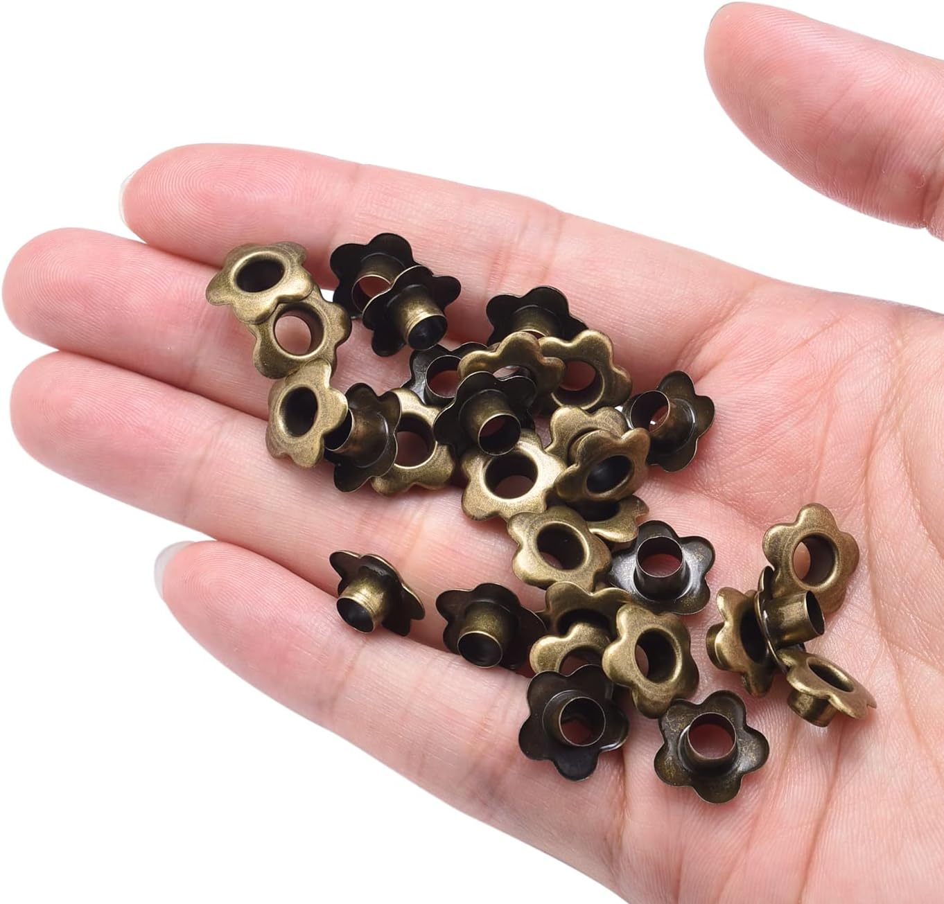 CooBigo Flower Eyelet Grommets, 5mm Metal Eyelets for Fabric Clothing, Shoe Eyelets, Belt, Bags, Bookmarks