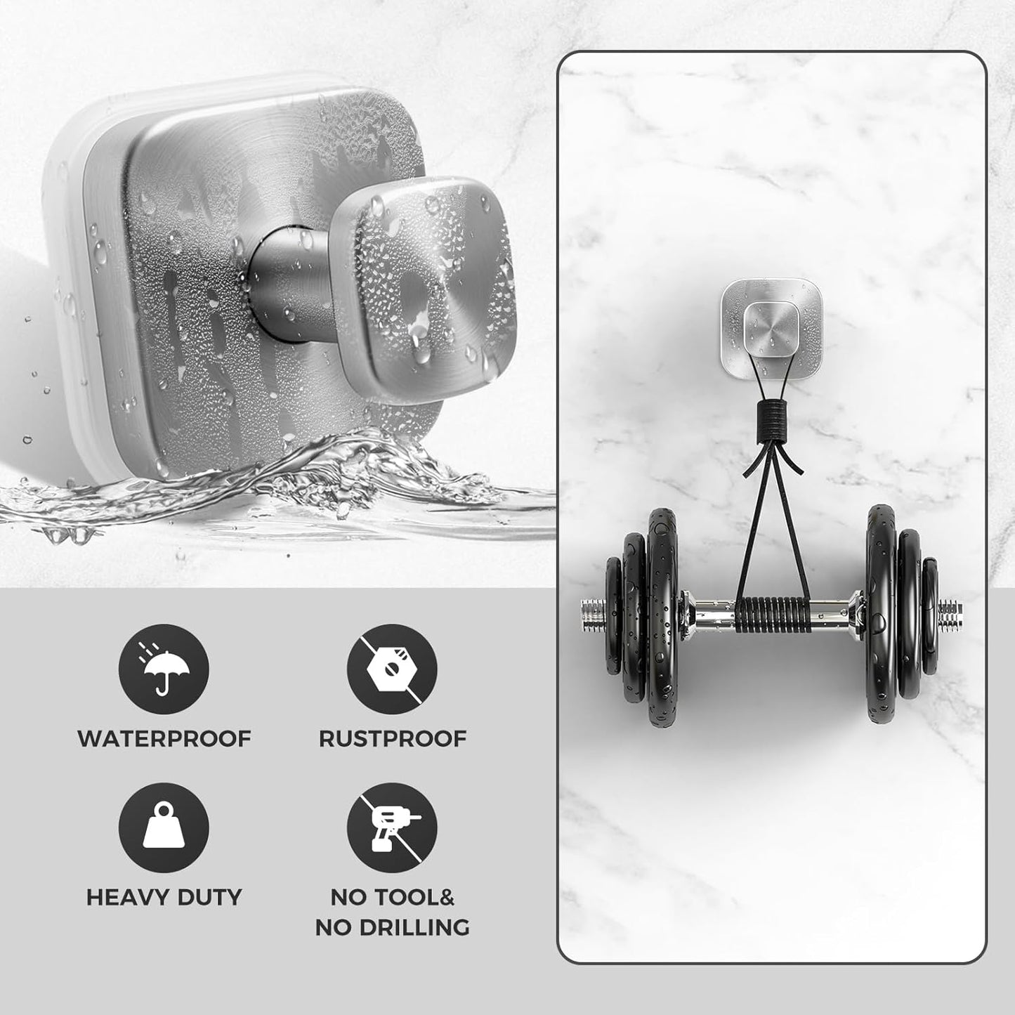 Shower Hooks for Inside Shower,Reable Suction Cup Hooks for Glass Window,Mirror,Removable Towel Hooks for Bathroom,2 Pack(Silver)