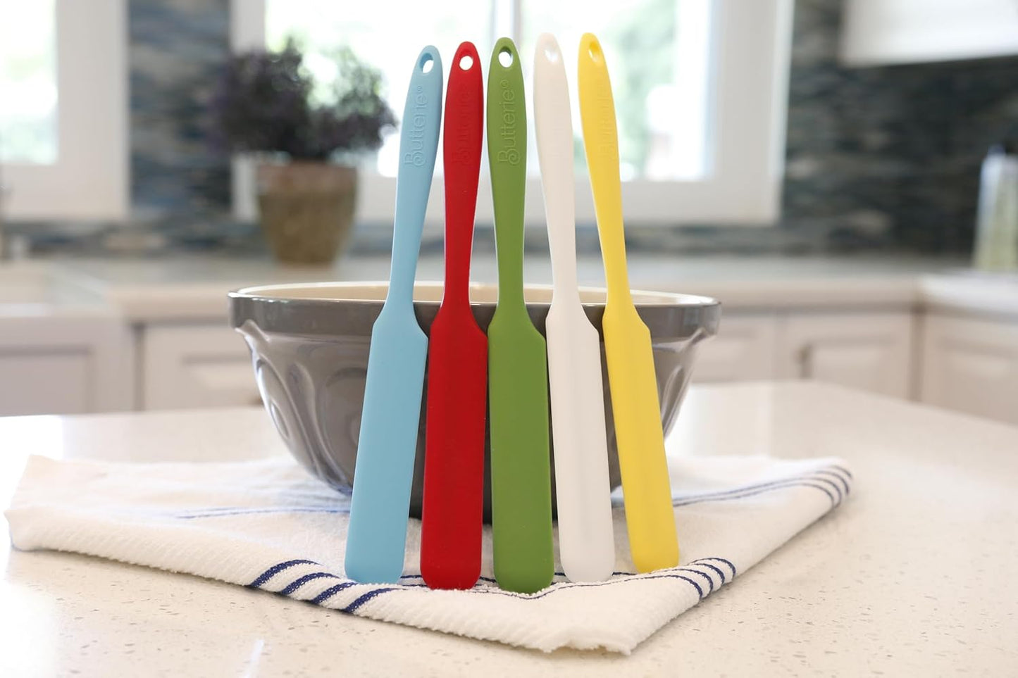 Small Silicone Spatula - 9.5 Inch Non Stick Spatula - Heat Resistant Jar Scraper - BPA Free & Dishwasher Safe - Gray