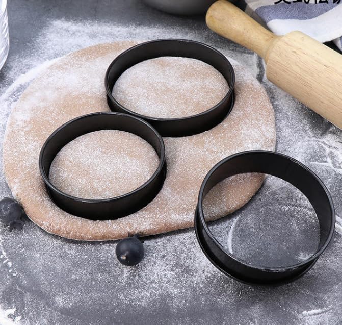 English Muffin Rings, Stainless Steel Crumpet Rings, 4 Pcs 4 inch Nonstick Metal Round Ring Molds with Silicone Oil Brh