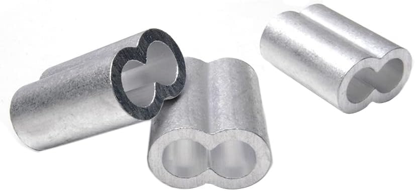 10pcs 5/16" Aluminum Cable Crimps Cable Ferrule Clip Fittings for Crimping Wire Rope Cable M8, FLQ049-8.0