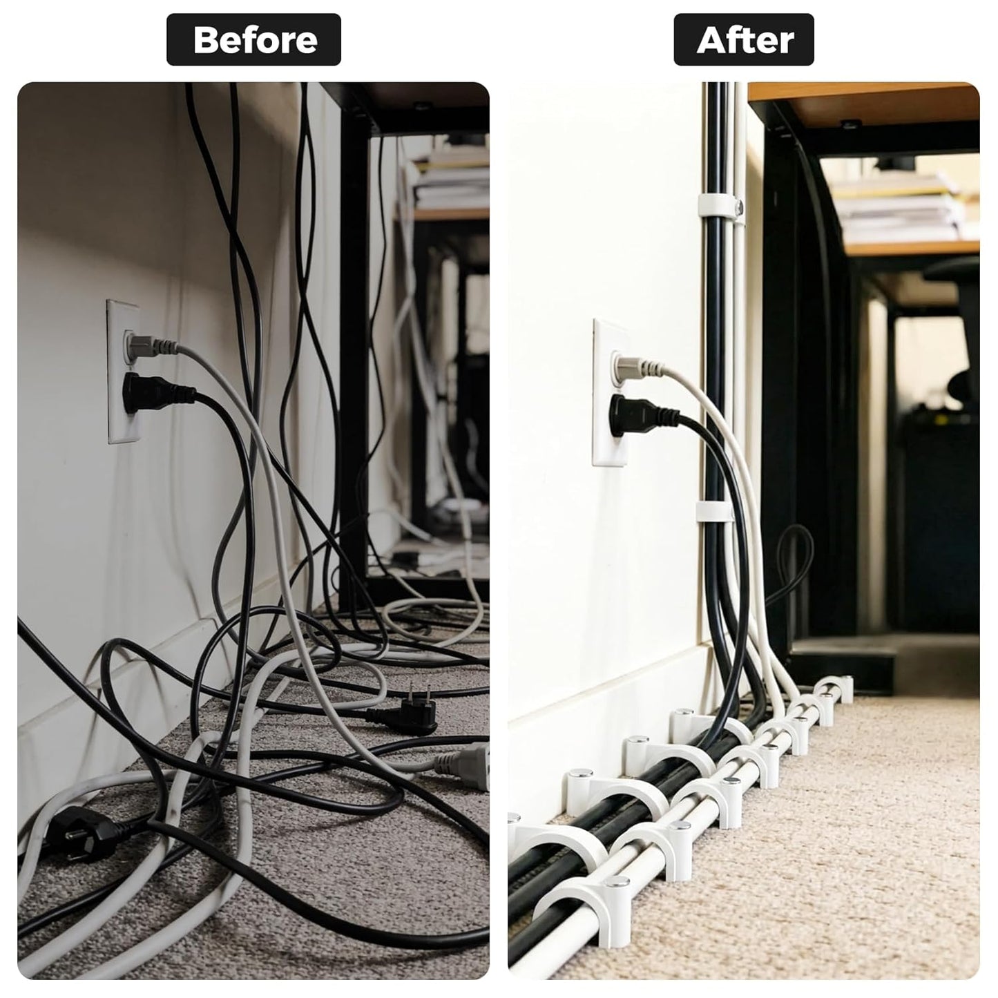 200 Pcs Cable Clips Nail in, Cord Clips Ethernet Cables Wire Wall Clips Cable Straps Cables Tacks Cable Nails Coax Cable Clips Cable Management for Speaker 7mm Cat6 - White