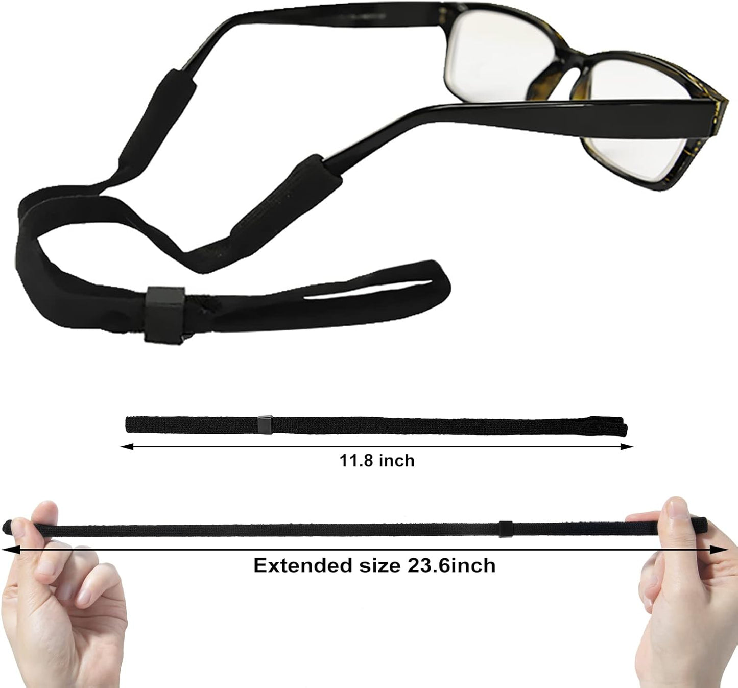 10 Pack Glasses Strap Adjtable Eyeglass Holder Around Neck Universal Glasses Lanyard Eye Glasses String Sunglasses Strap Cord Eyewear Retainer for Men Women Sports Reading (11.8 -23.6in,Balck)