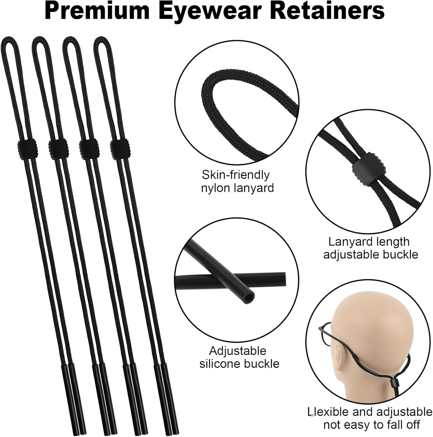 12 Pack Sunglasses Strap, Sports Eye Glasses String Strap, Adjtable Eyeglasses Strap Lanyard Cord Band Neck Holders Eyewear Retainer for Men Women Kids
