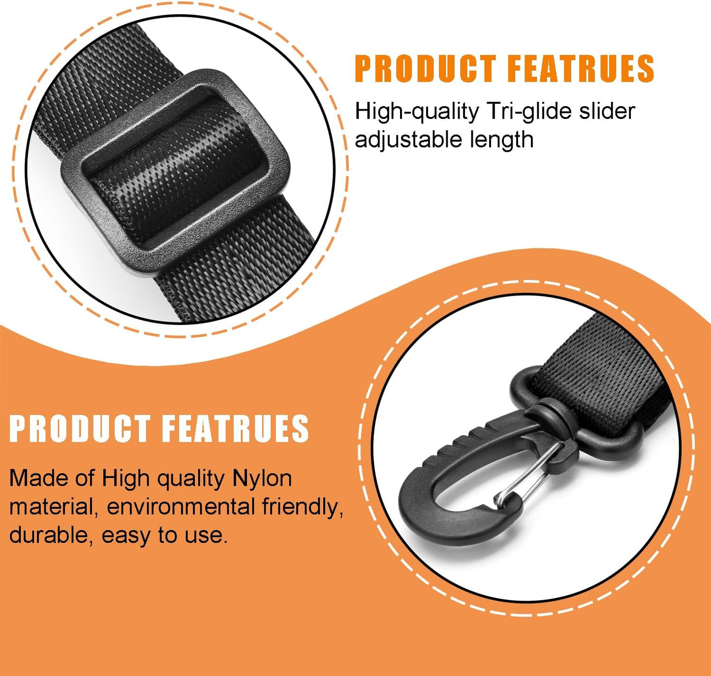 CooBigo 1" Plastic Clip Snap Hook Replacement Buckles Tri-Glide for Webbing Strap Crafting Accessories 6 Set (Hooks & Adjustable Buckle)