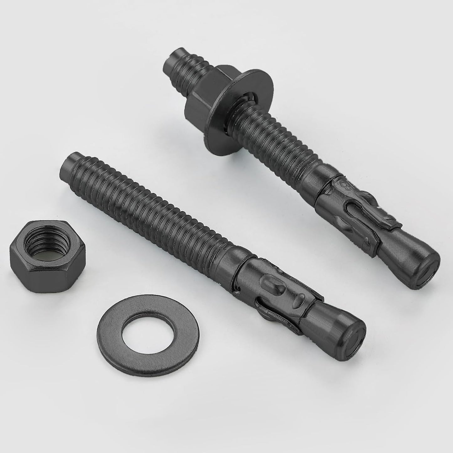 10Pcs 3/8x3 Inch Standard Fasteners for Heavy-Duty Black Wedge Anchors for Cement and Concrete