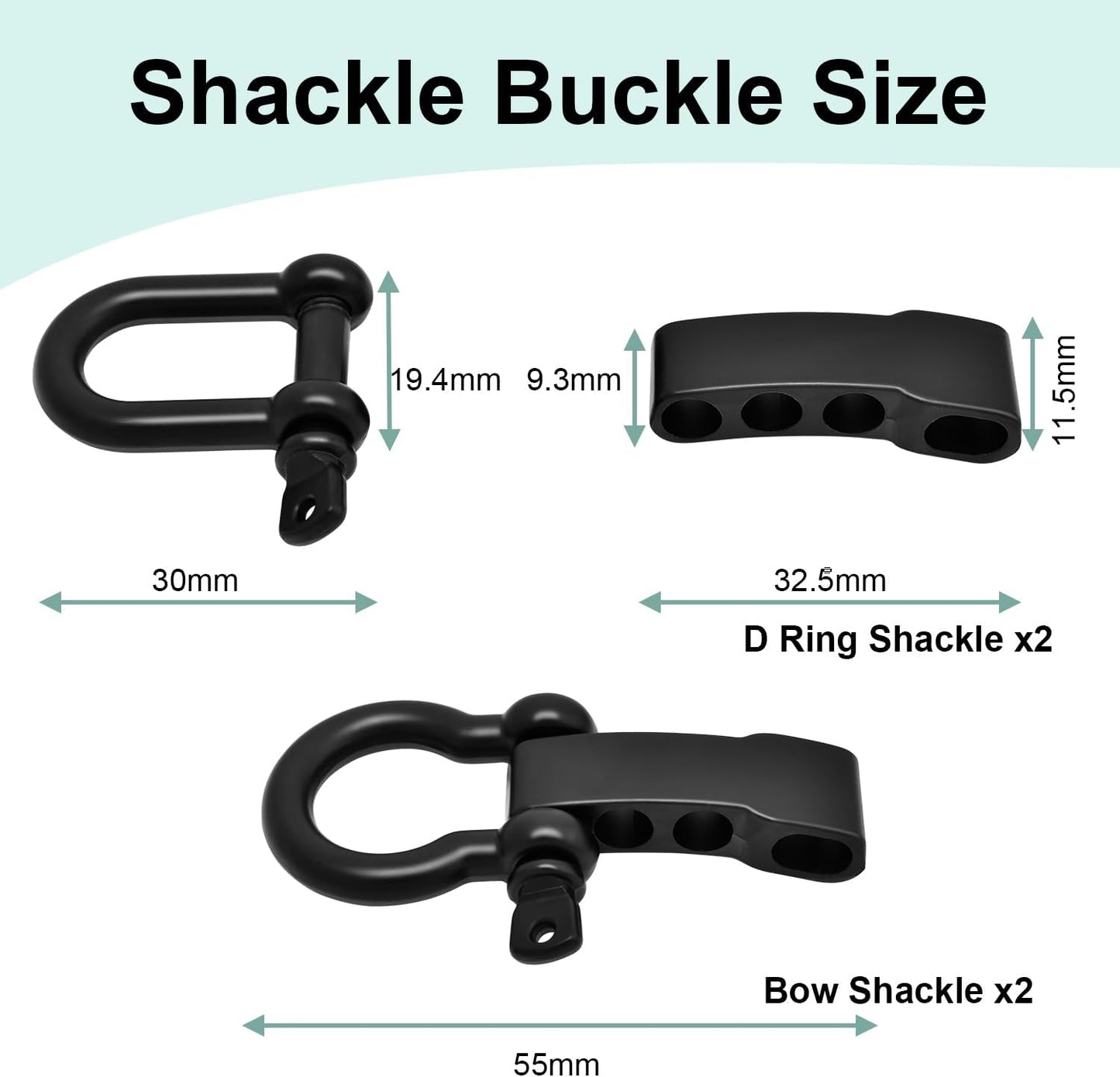 CooBigo Paracord Bracelet Shackle Buckle, Metal Survival Bracelet Bow Anchor + D Ring Shackle Clasp Adjustable Screw Pin M5