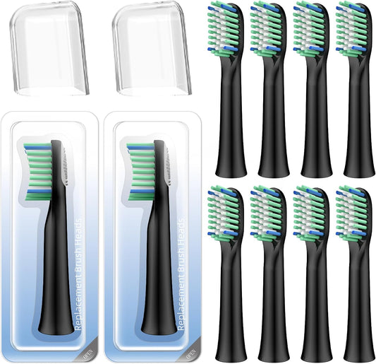 10 Pack Toothbrh Replacement Heads Compatible with Rtauys M5 Sonic Electric Toothbrh(Black, 10 Count(Pack of 1))