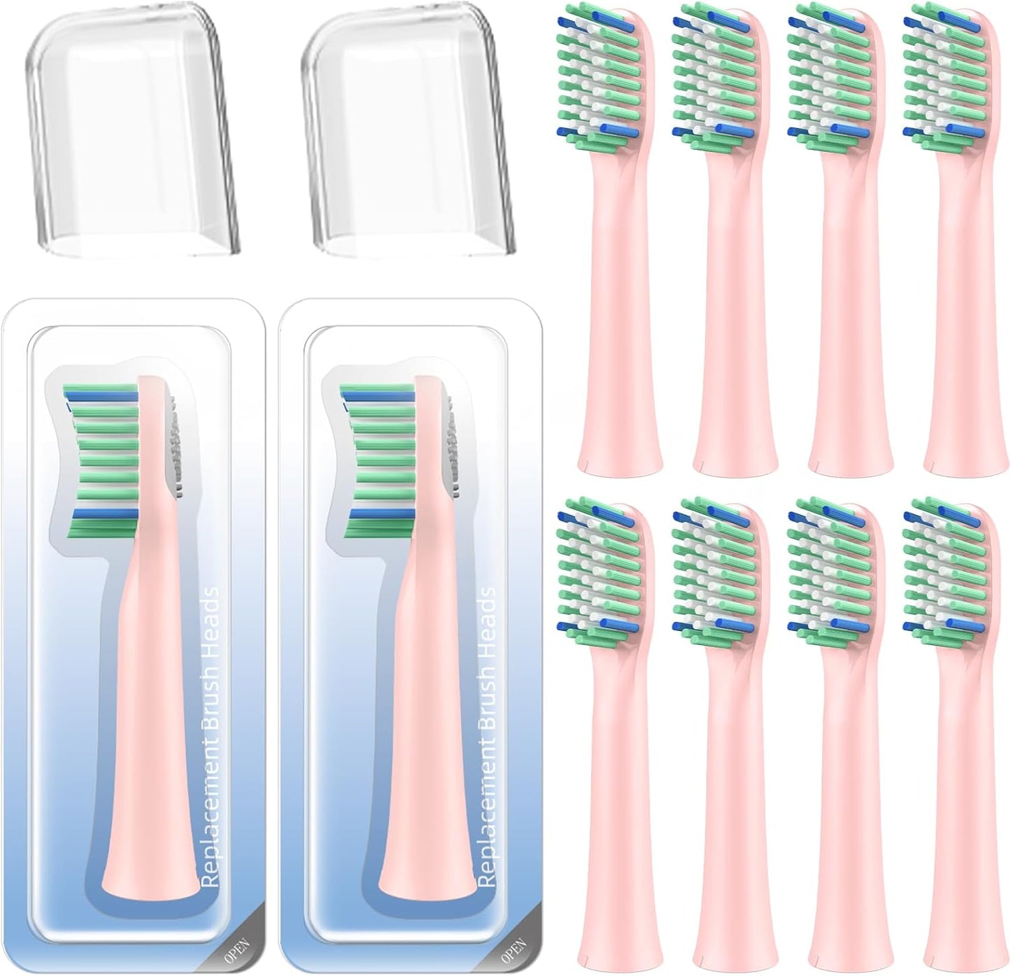 10 Pack Toothbrh Replacement Heads Compatible with Rtauys M5 Sonic Electric Toothbrh (Pink, 10 Count(Pack of 1))