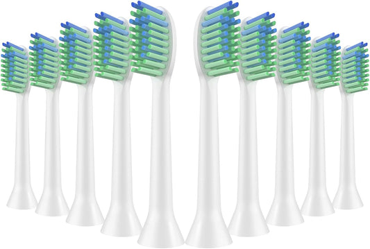 10 Pack Toothbrh Replacement Heads Compatible with 7am2m AM101/AM105 Sonic Electric Toothbrh, 10 Count (Soft-White)