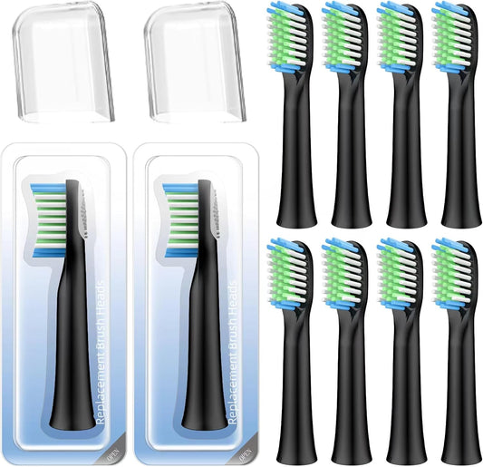10 Pack Toothbrh Replacement Heads Compatible with Bitvae D2 Sonic Electric Toothbrh, 10 Count (Black, 10 Count(Pack of 1))