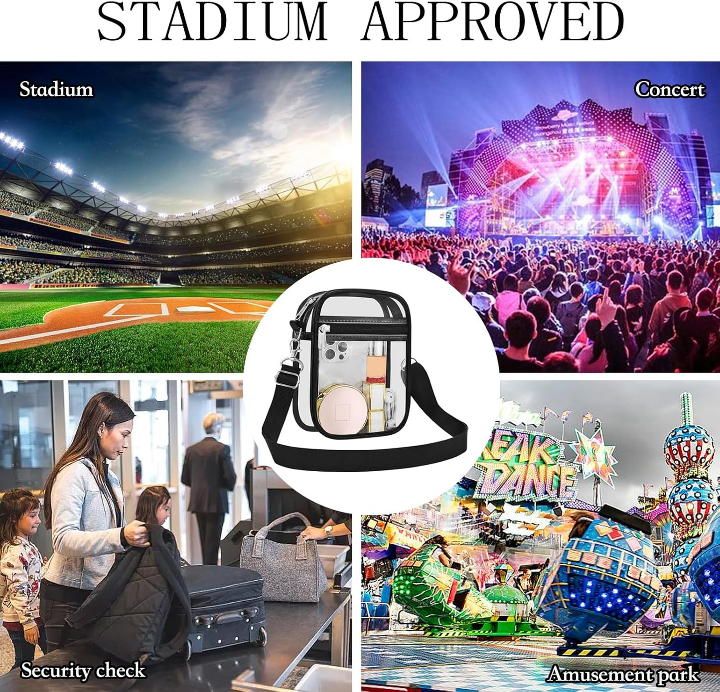 Clear Purse Stadium Transparent Messenger Bag Stadium Approved for Men and Women Clear CrossBody Bag