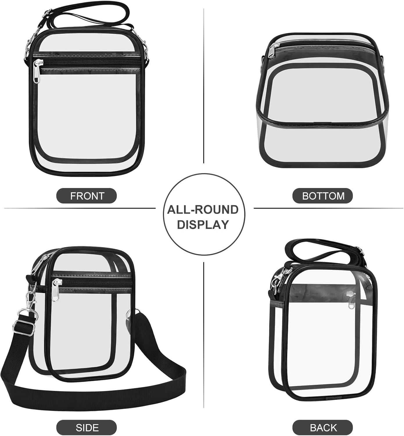 Clear Purse Stadium Transparent Messenger Bag Stadium Approved for Men and Women Clear CrossBody Bag