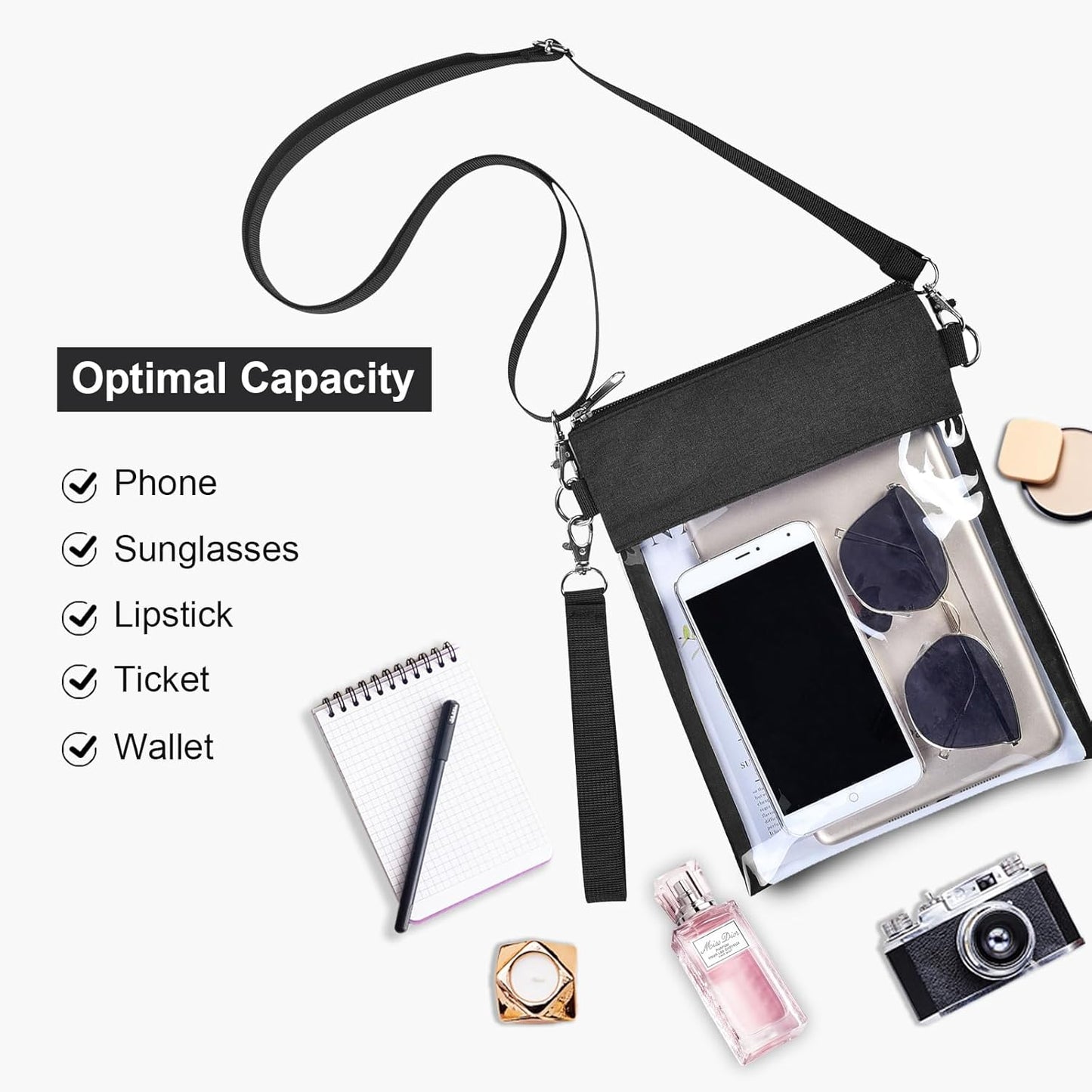 Clear Stadium Approved Crossbody Bag Transparent Tote Purse for Work Concert Sports