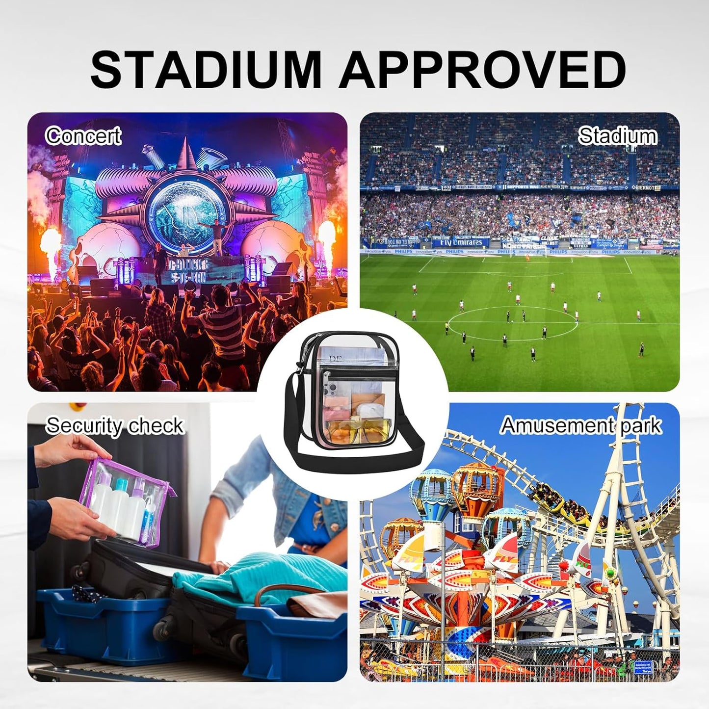 Clear Bag for Stadium Events Clear Messenger Bag for Men and Women