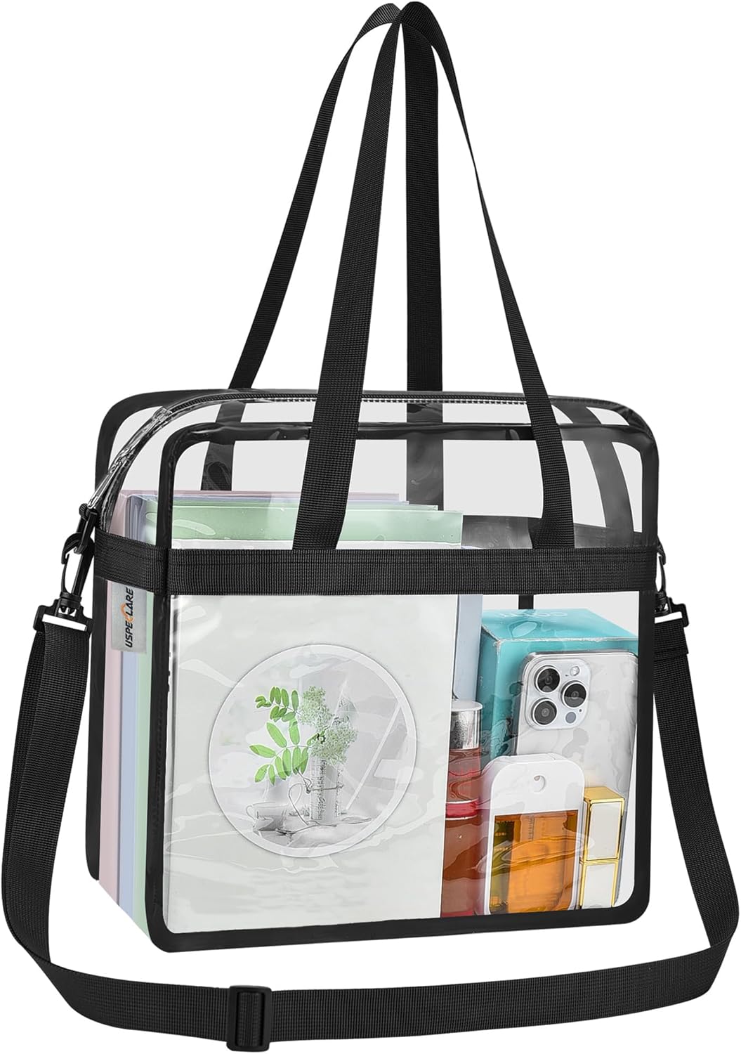Clear Tote Bag for Stadium Events, 12x6x12 Transparent Stadium Bag for Work, Sports Games,Gym，Concerts