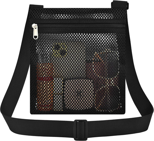 Heavy Duty Semi-Transparent Mesh Purse See Through Mesh Crossbody Bag