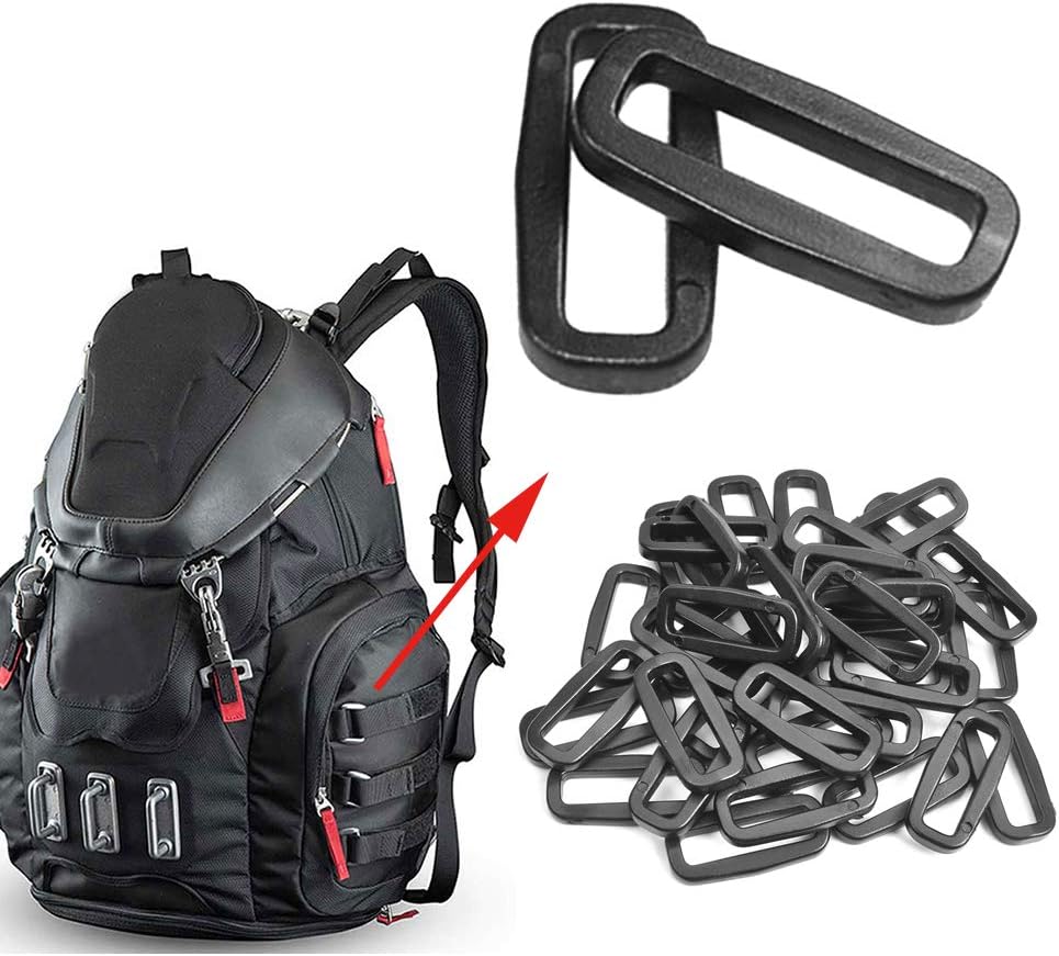 CooBigo Strap Loops Looploc Buckles Rectangle Rings Plastic Black Backpack Straps Webbing Bag Parts