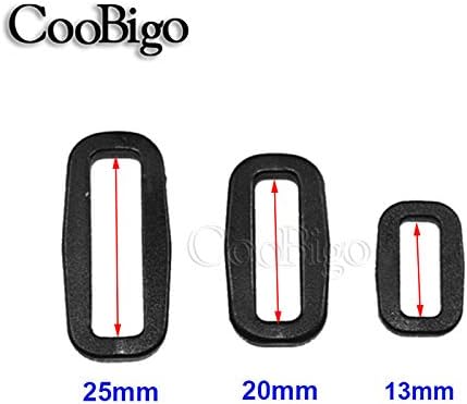 CooBigo Strap Loops Looploc Buckles Rectangle Rings Plastic Black Backpack Straps Webbing Bag Parts