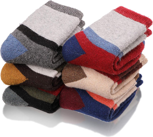 Kids Merino Wool Socks for Toddlers Boys Girls Warm Thermal Winter Thick Hiking Heavy Cozy Crew Boot Socks 6 Pairs