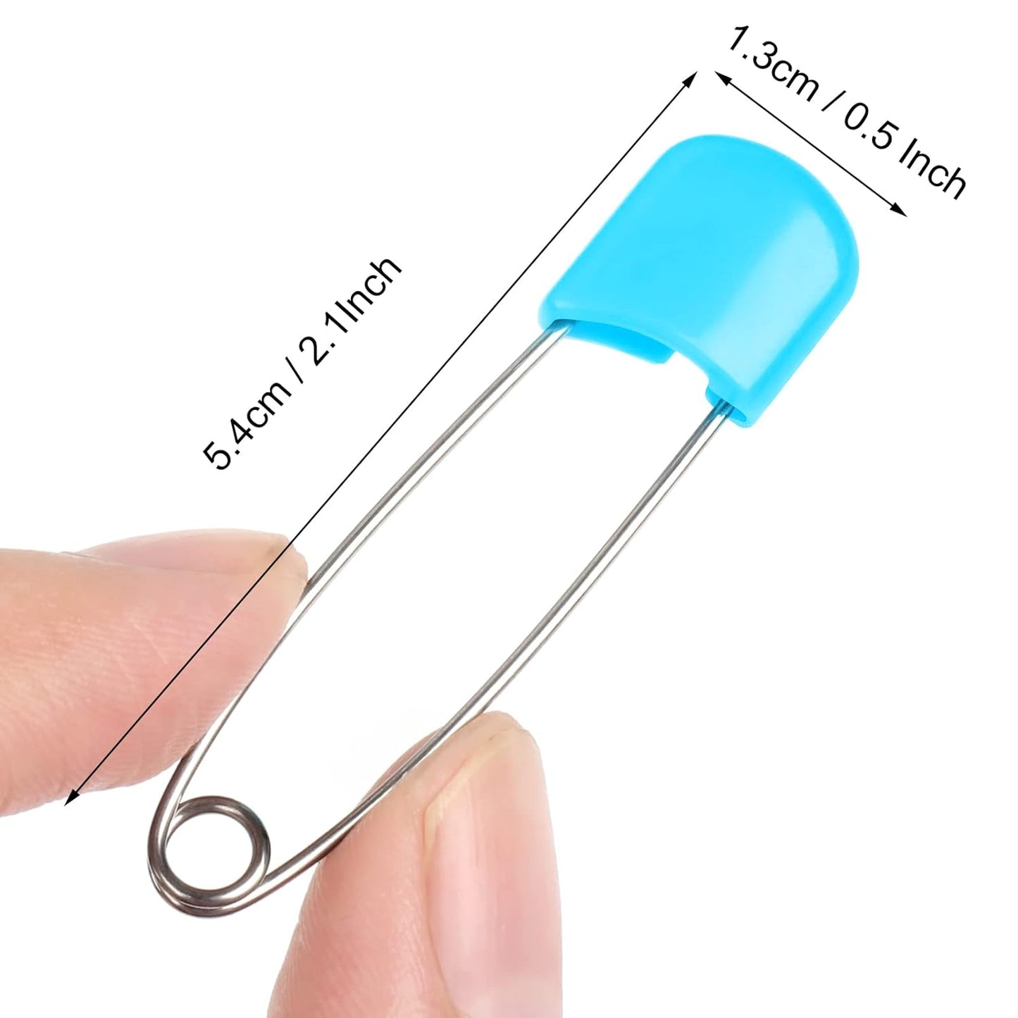100 Pcs Diaper Pins, Baby Safety Pins, Diaper Pins for Cloth Diapers, Heavy Duty, Stainless Steel, ABS Plastic, Colorful (Red, Yellow, Pink, Blue, Green, Purple), 2.2in, Safe Locking Closures