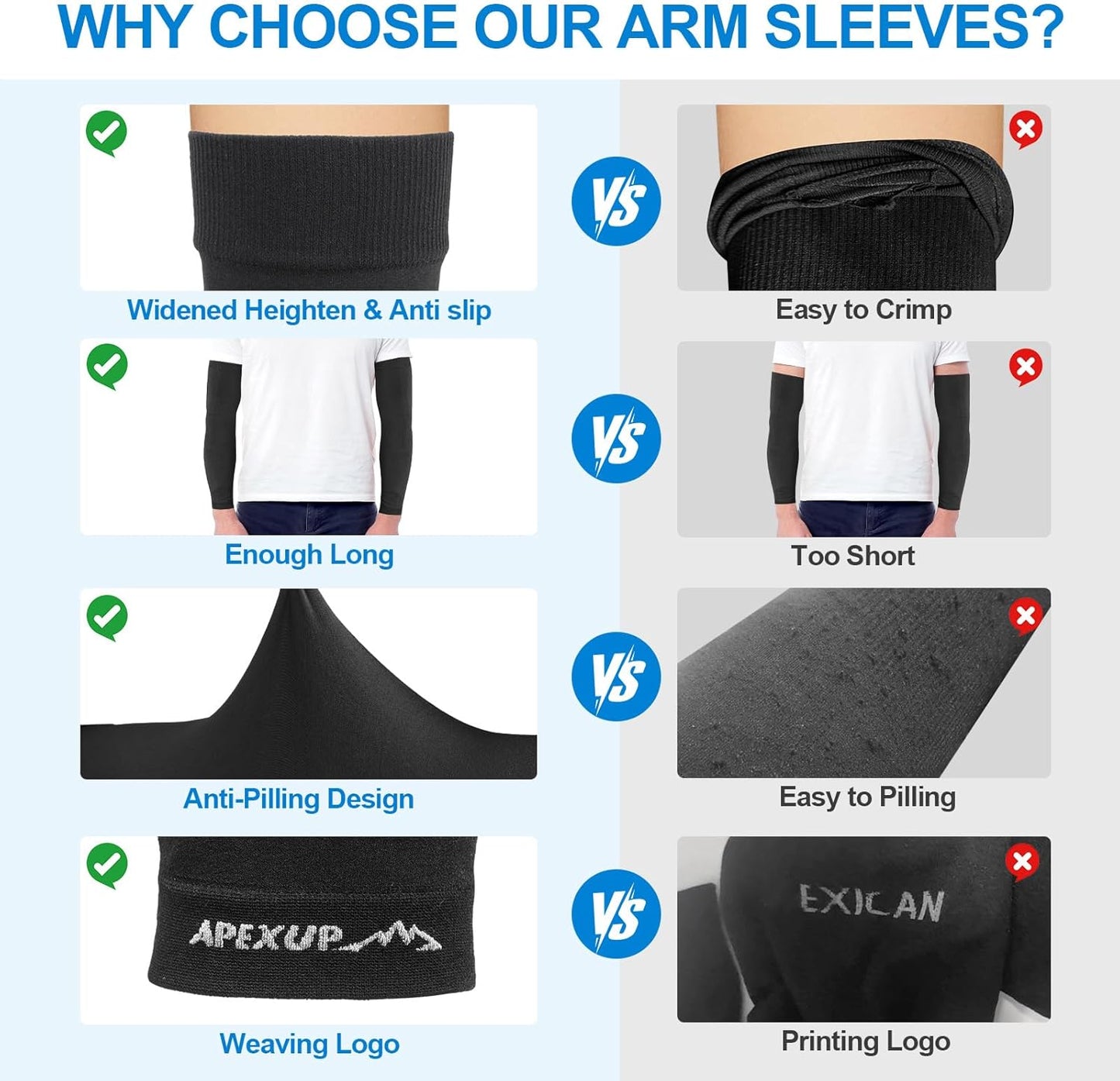 Cooling Arm Sleeves for Men Women, UV Sun Protection UPF 50, Volleyball Arm Sleeves Compression Sleeves for Outdoor