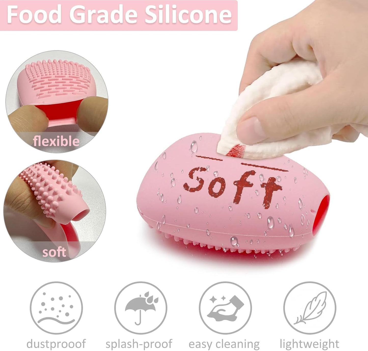 Silicone Travel Make-up Brh Holder with Cleaner Mat Pad, Organizer Case Covers for Foundation Eye Lip Brhes Storage Cleaning, Gift for Women Girl-friend Mother Wife, 3-Pcs Large + 5 Small, Pink