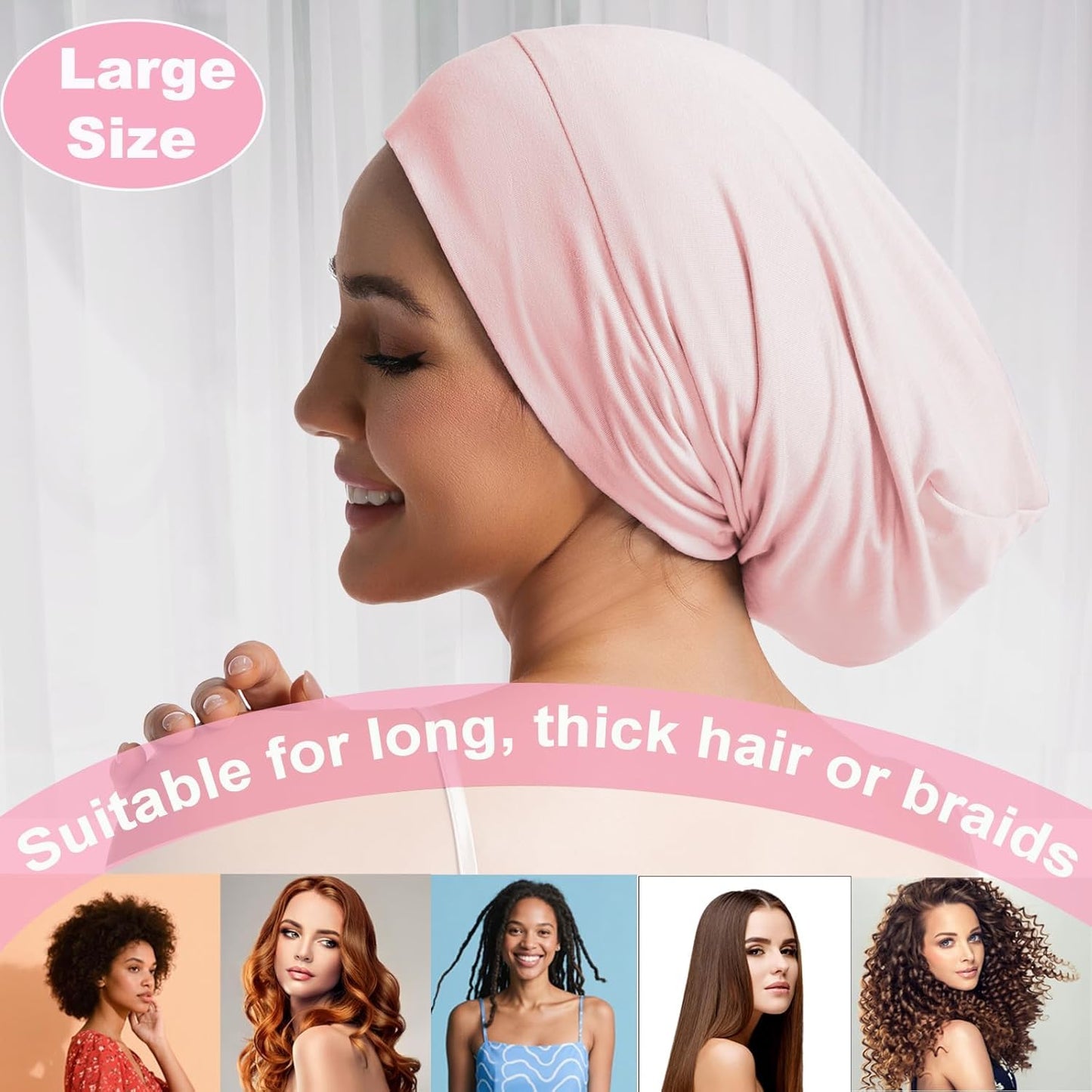 Sleep Cap Bonnet for Sleeping Black Women Men, Adjtable Cooling Lining Bonnets for Curly Hair Wrap Braids Beanie Night Hat