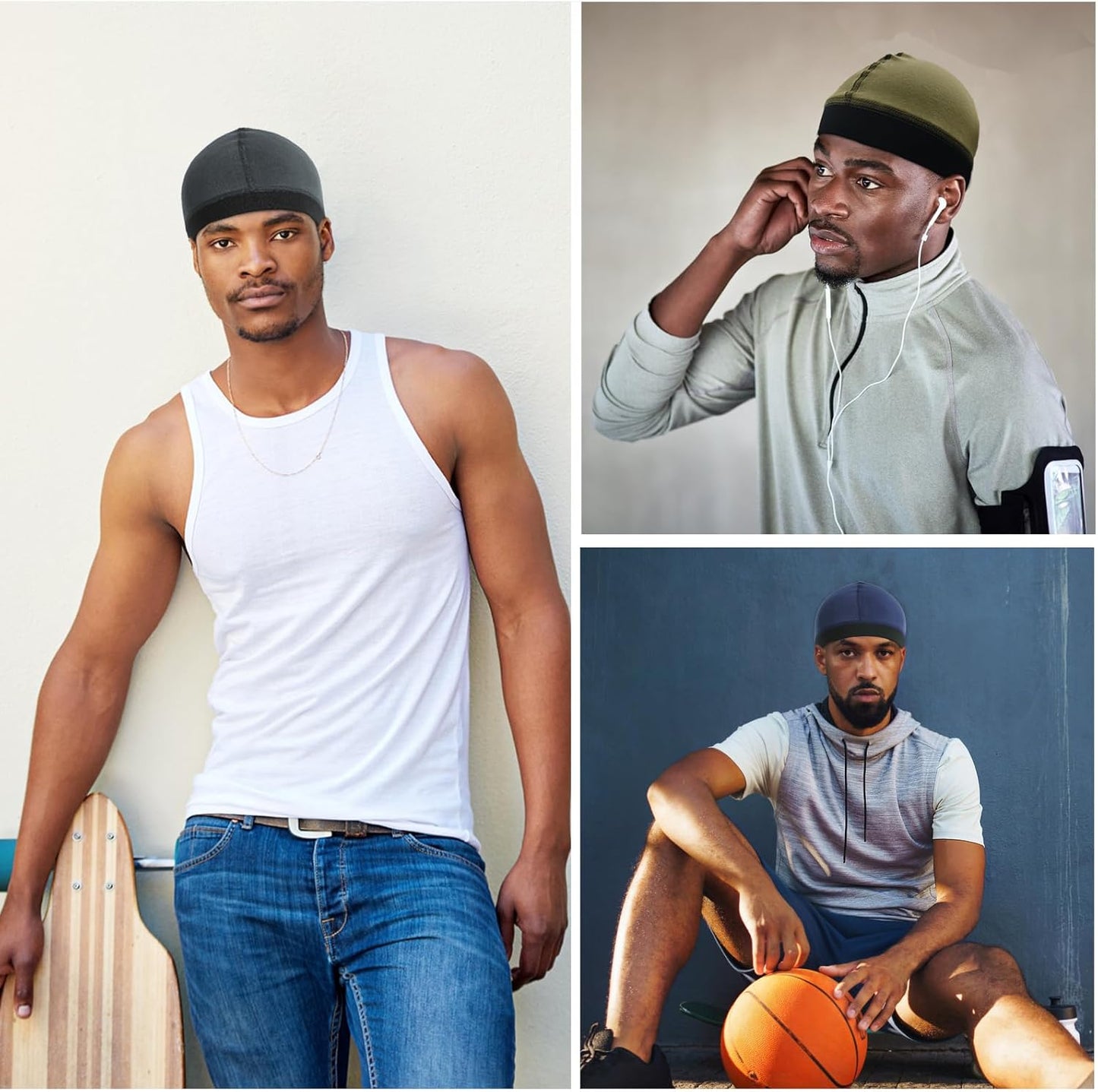 Cotton Stocking Wave Cap for Men, Wave Caps for 360 540 720 Waves, Good Compression Over Durag Sleeping Skull Hat