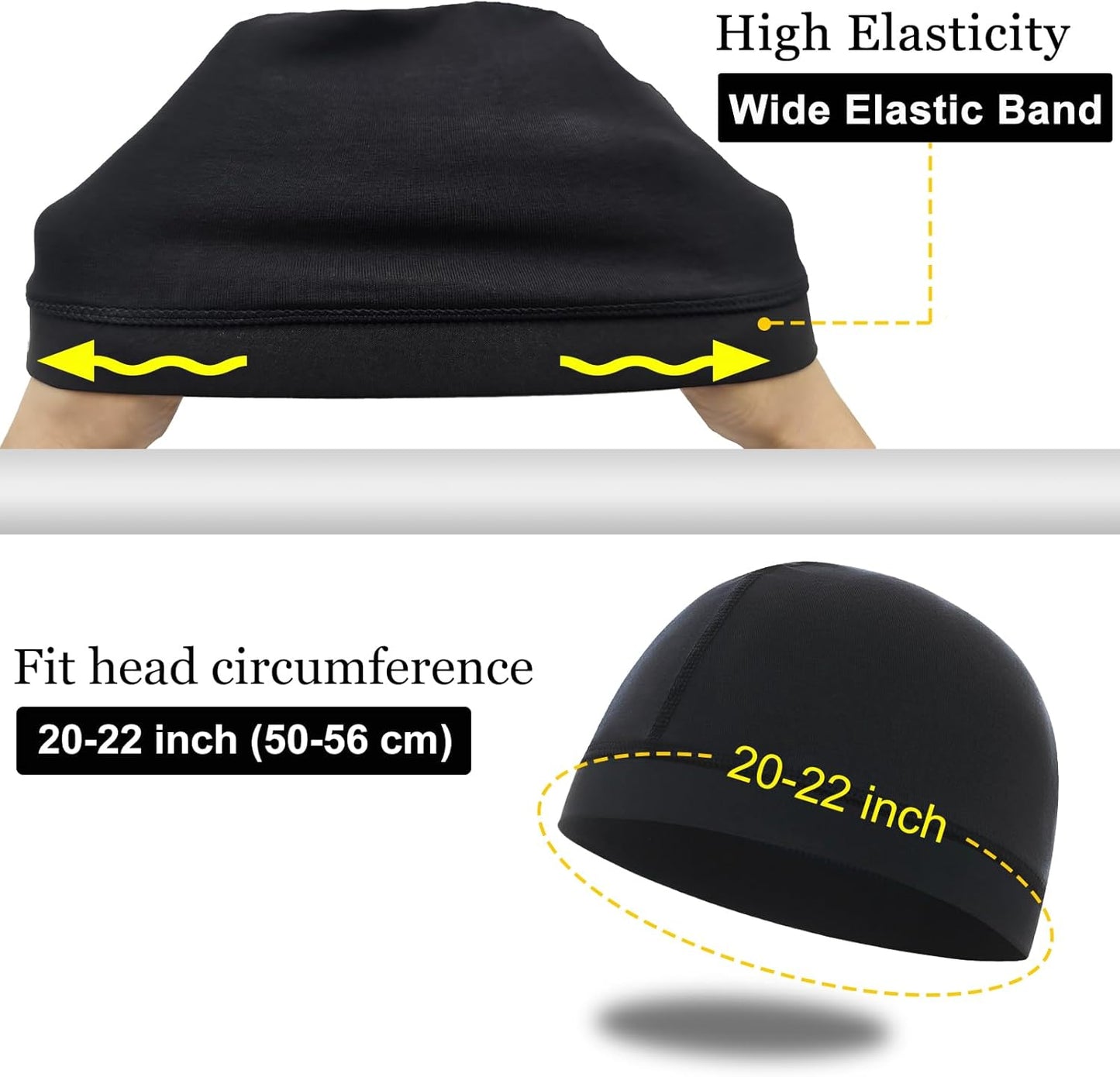 Cotton Stocking Wave Cap for Men, Wave Caps for 360 540 720 Waves, Good Compression Over Durag Sleeping Skull Hat