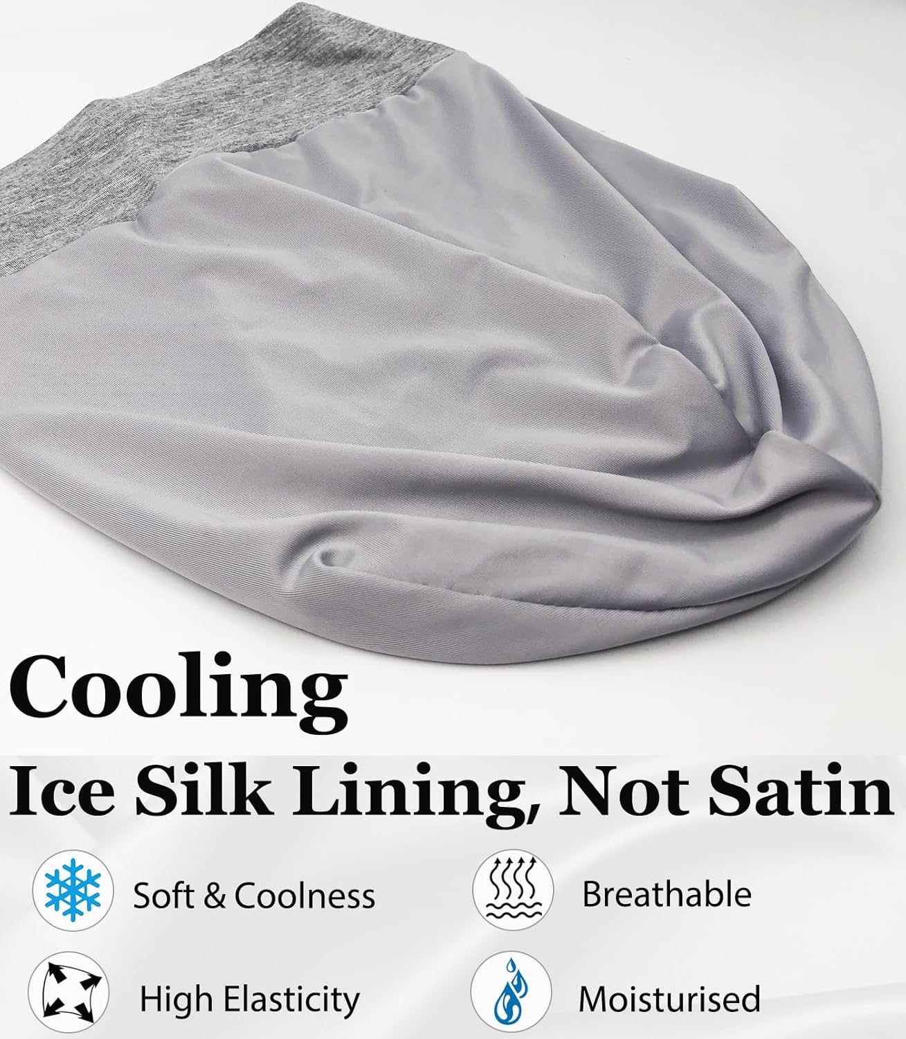 Sleep Cap Bonnet for Sleeping Black Women, Adjtable Cooling Ice Silk Lined Bonnet for Curly Braids Hair Cover Beanie Hat