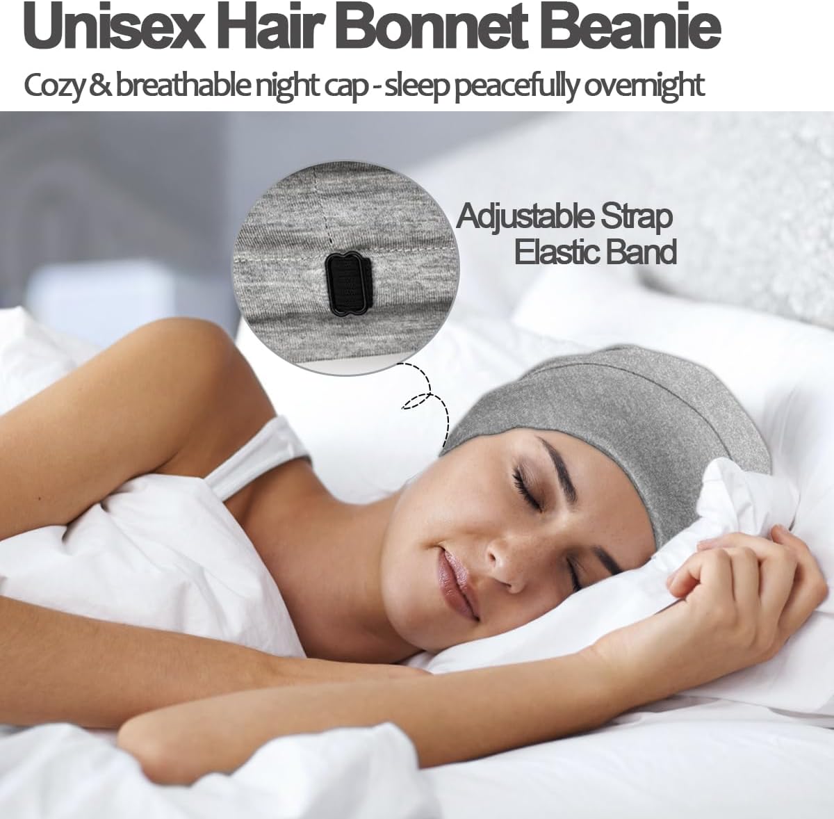 Sleep Cap Bonnet for Sleeping Black Women, Adjtable Cooling Ice Silk Lined Bonnet for Curly Braids Hair Cover Beanie Hat