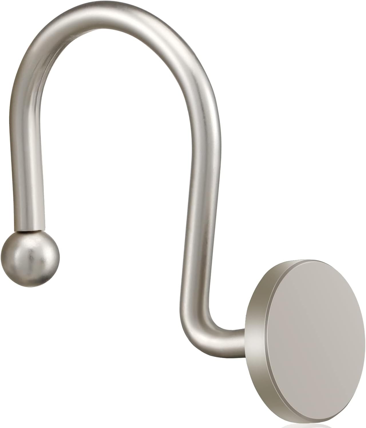 Shower Curtain Hooks, Nickel Shower Curtain Rings Rtproof Metal Round Decorative Shower Hooks Rings for Bathroom Shower Rods Curtains, Set of 12 Heavy Duty Solid Hooks