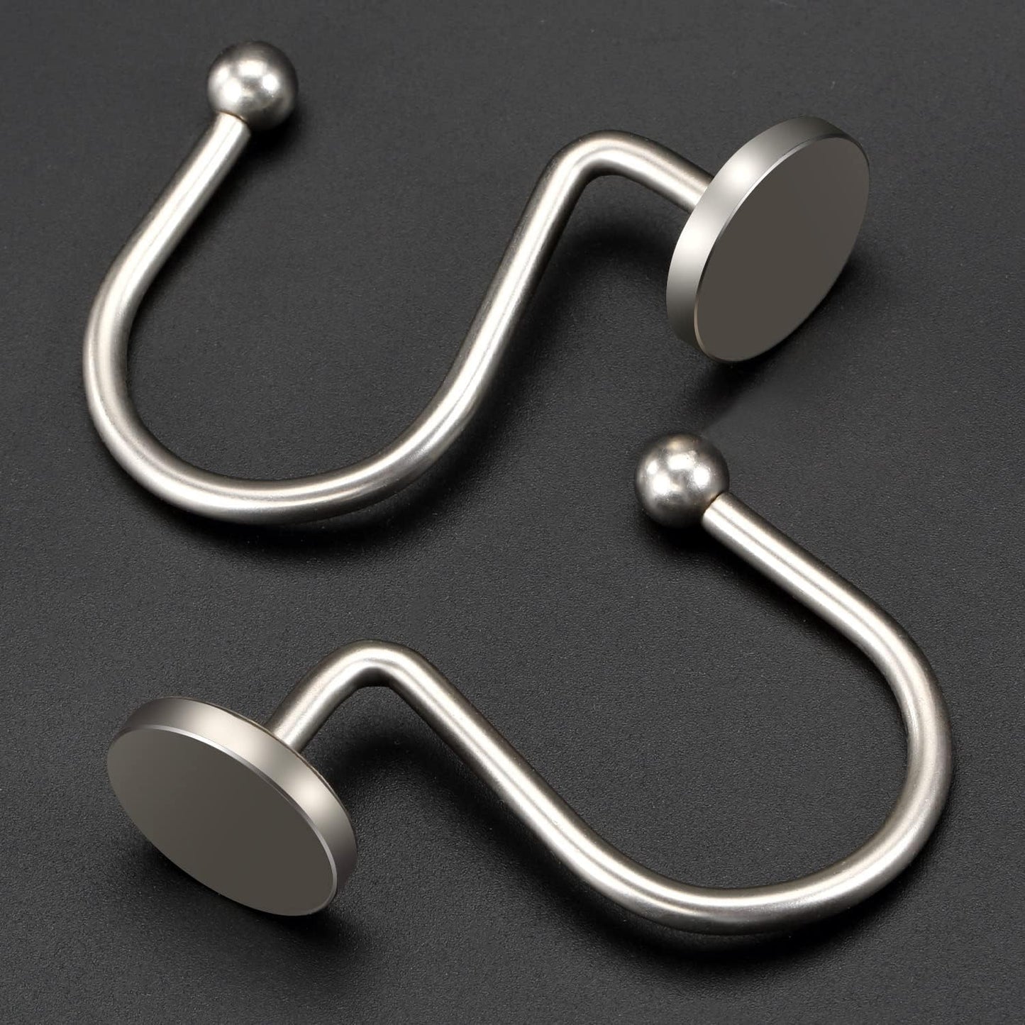 Shower Curtain Hooks, Nickel Shower Curtain Rings Rtproof Metal Round Decorative Shower Hooks Rings for Bathroom Shower Rods Curtains, Set of 12 Heavy Duty Solid Hooks