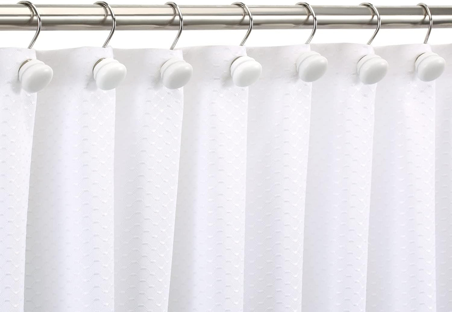 White Shower Curtain Hooks, Rt Proof Shower Curtain Rings for Bathroom,  Decorative Shower Hooks Hangers for Shower Curtain Rod,Set of 12