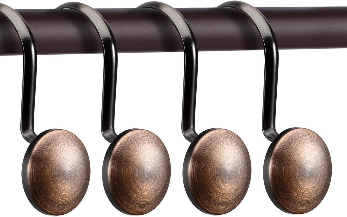 Bronze Shower Curtain Hooks, Rtproof Shower Hooks for Shower Curtain Bathroom,  Oil Rubbed Decorative Shower Rings for Shower Curtain Rod Hangers, Thread Shape Design Set of 12