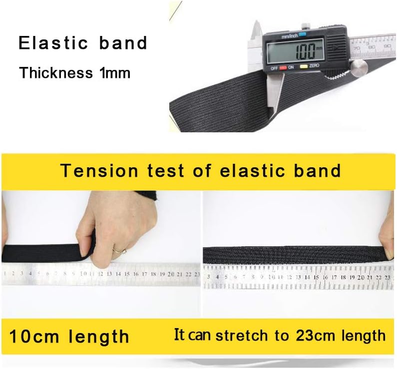 1 Inch by 20 Yard Black Heavy Stretch High Elasticity Elastic Spool Knit Elastic Bands for Sewing