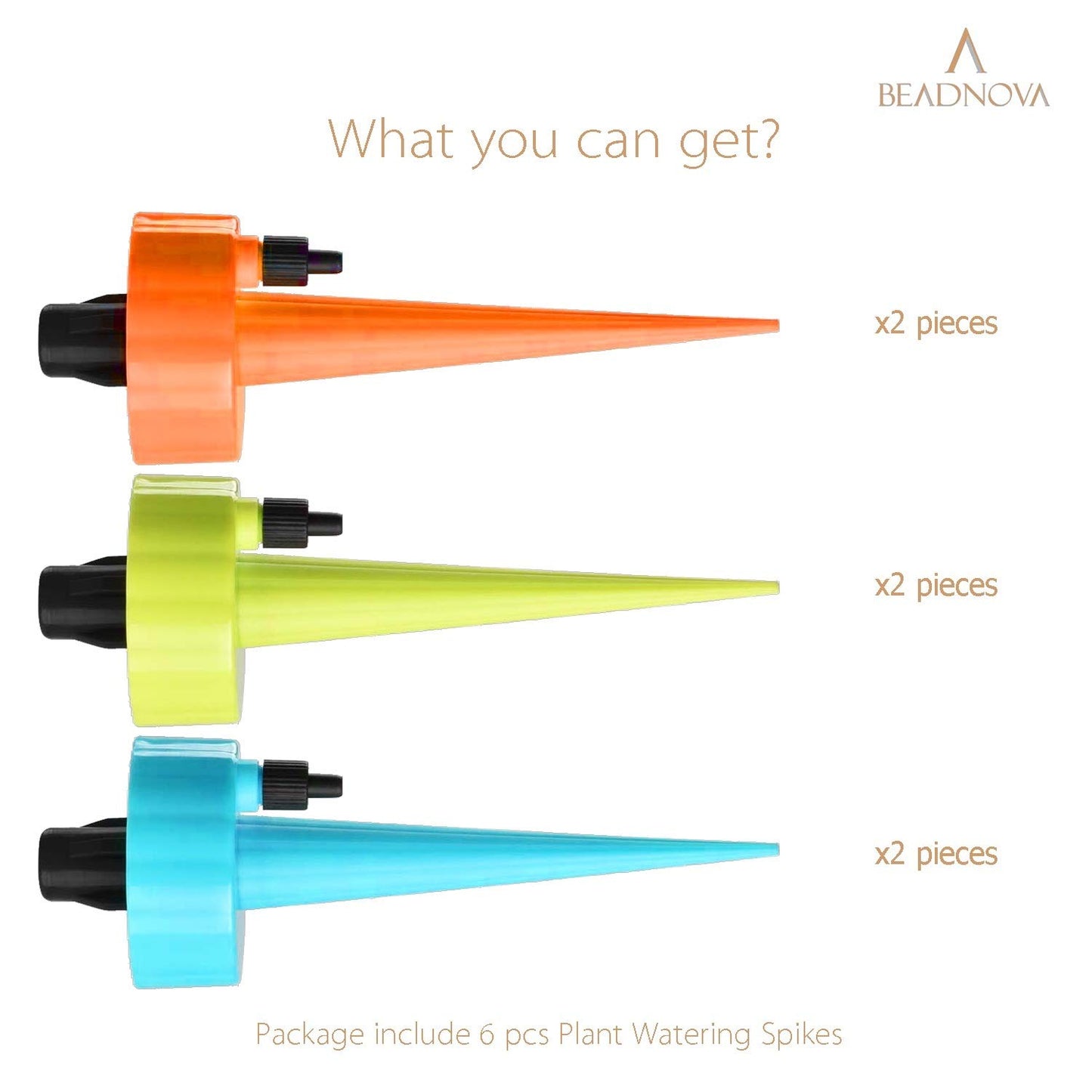 Plant Self Watering Spikes Automatic Irrigation Equipment Adjtable Self Watering Spikes for Plants with Slow Release Control Valve (Orange Blue Green, 6pcs)