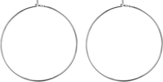 925 Sterling Silver Hoop Ear Wires Hoop Earrings Wires Earwires for Jewelry Making Earrings Making DIY (2pcs, 30mm)