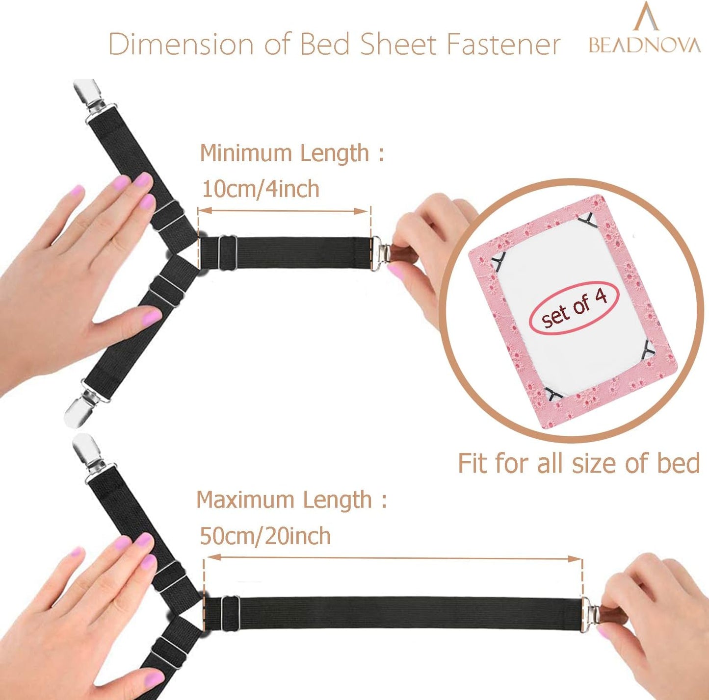 Bed Sheet Straps 4 Pcs Triangle Bed Sheet Holders Fitted Sheet Clips Adjtable Sheet Spenders Mattress Fasteners Gripper Corner Clips for Bed Mattress Cover Fitted Bed Sheets Sofa Chion
