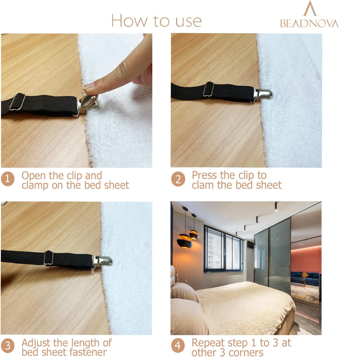Bed Sheet Straps 4 Pcs Triangle Bed Sheet Holders Fitted Sheet Clips Adjtable Sheet Spenders Mattress Fasteners Gripper Corner Clips for Bed Mattress Cover Fitted Bed Sheets Sofa Chion