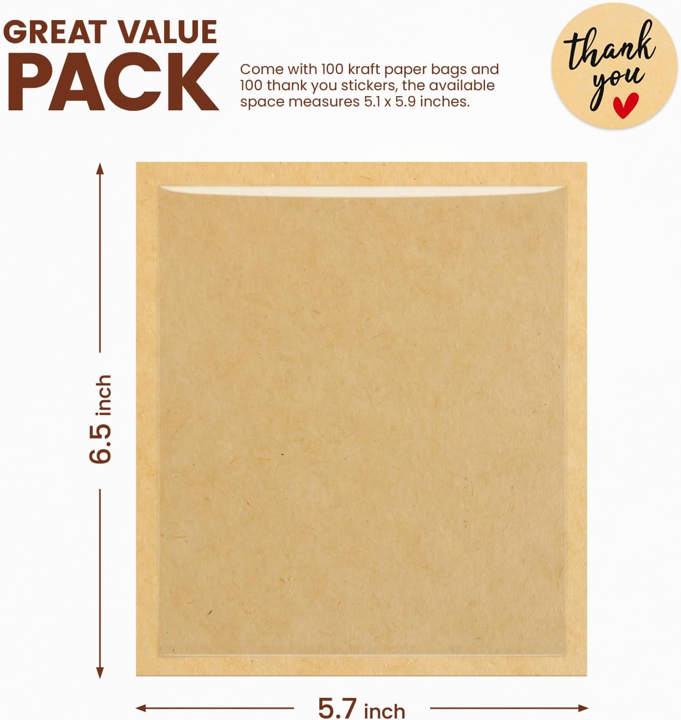 100 Pack Cookie Packaging Bags with Seal, 5.7x6.5 Inch Paper Bakery Bags with Window, Heat Sealable & Grease Resistant To Go Bake Sale Sleeves for Treat, Donut, Cake Slice, Scone, Brownie